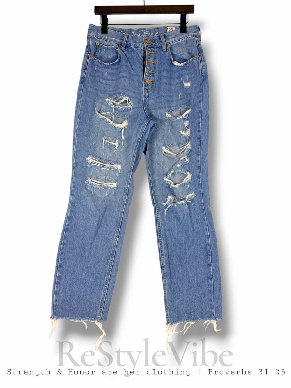 WE THE FREE PEOPLE Women’s Size 29 Denim Jeans Button Fly High Rise Destructed
